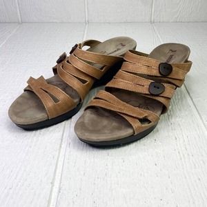 Romika Waikiki Womens Wedge Sandals EU 40 US 9-9.5 Tan & Wood Comfort Adjustable